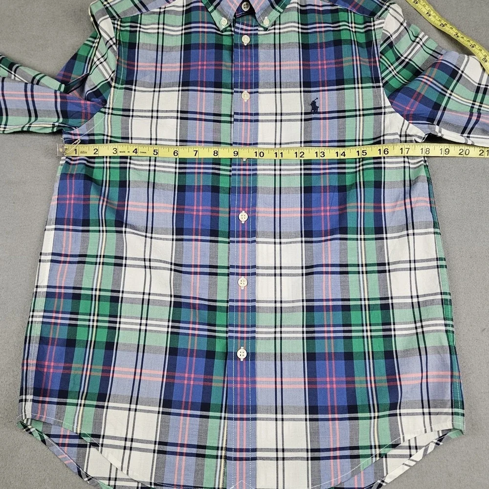 Ralph Lauren Dress Shirt Boys Size L 14/16 Long Sleeve Button Down Plaid NEW